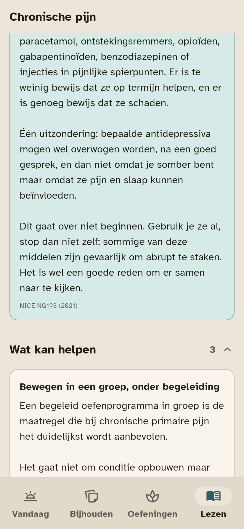 Dezelfde bladzijde verder naar beneden, bij Wat kan helpen, met de bron eronder.