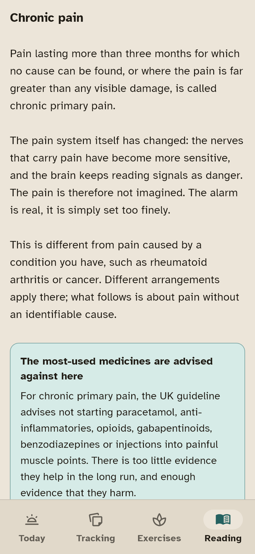 The page on chronic pain, at the top.