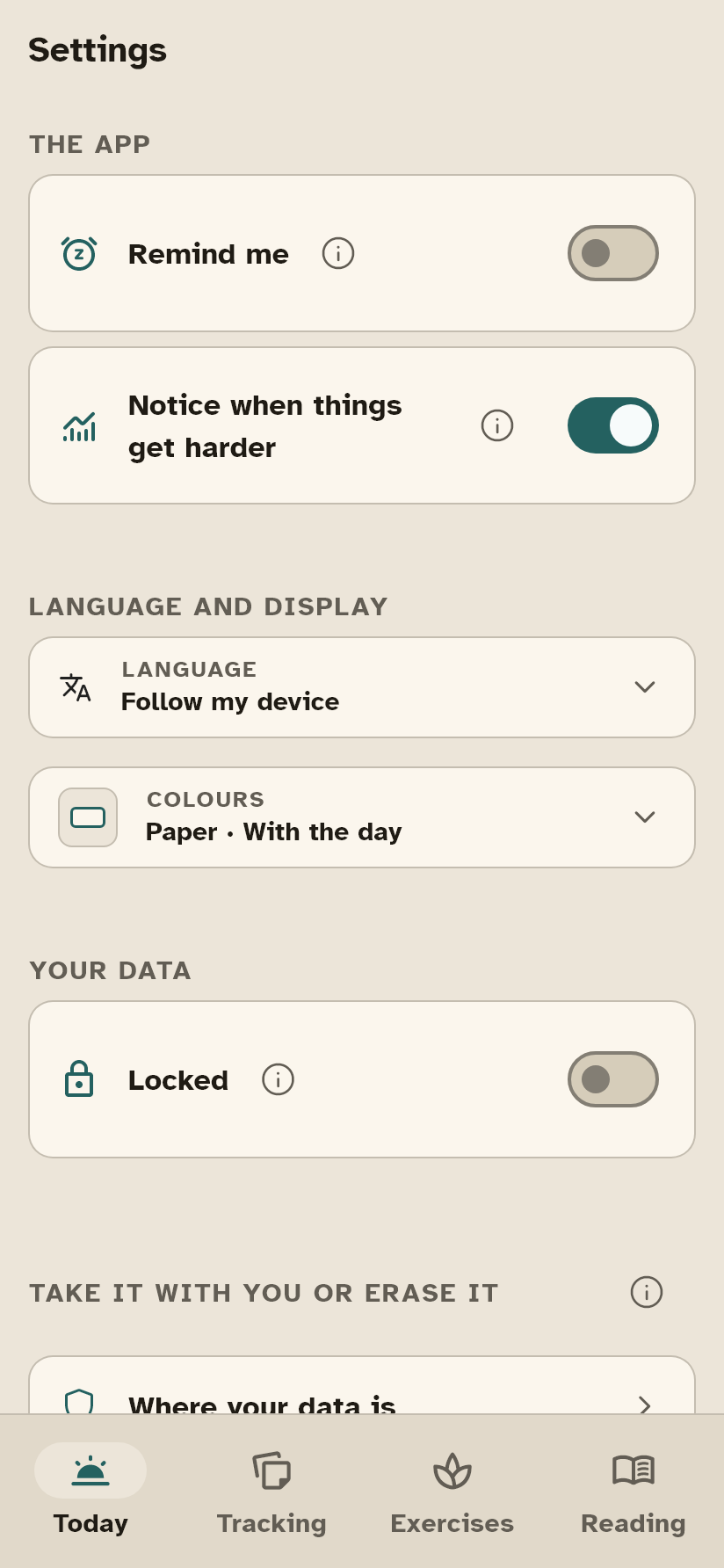 The settings.