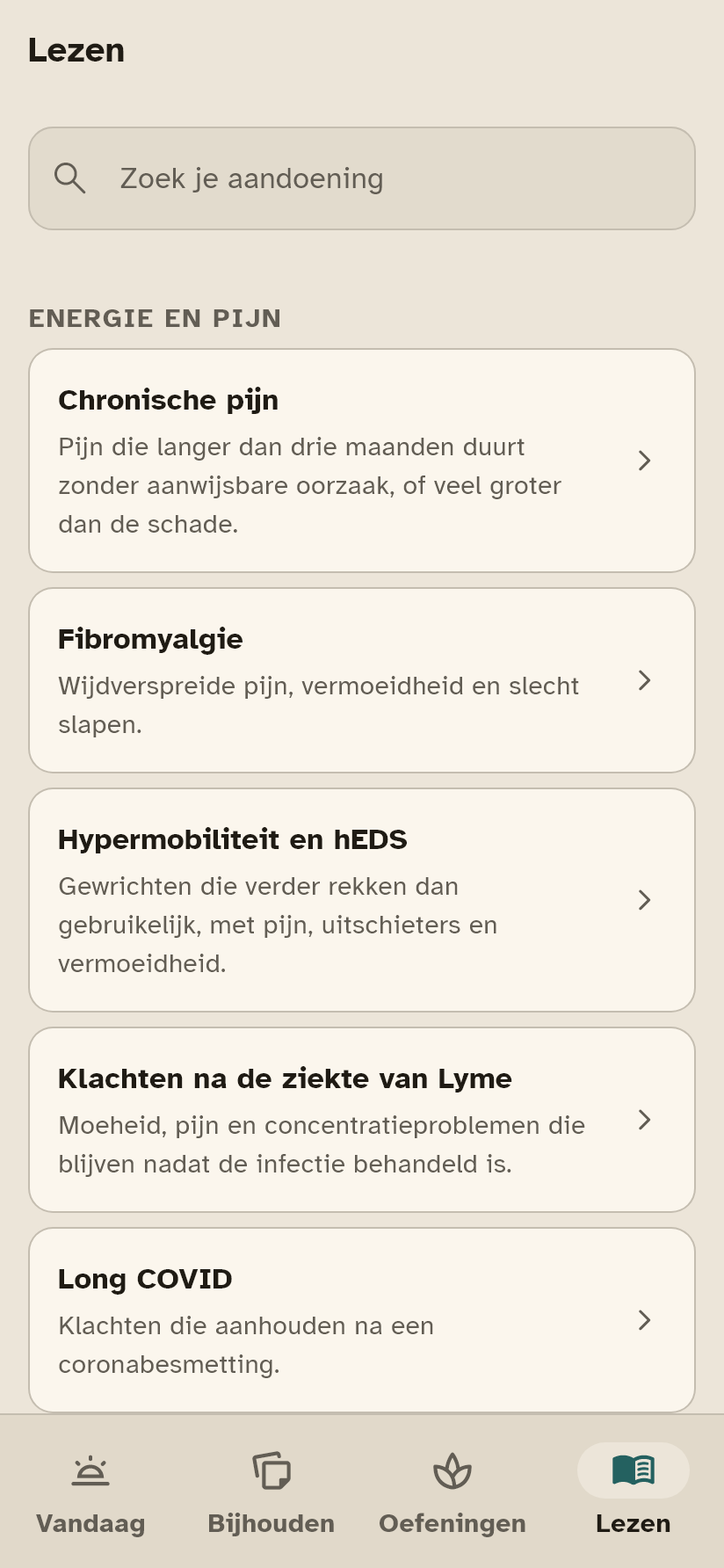 Het scherm Lezen.