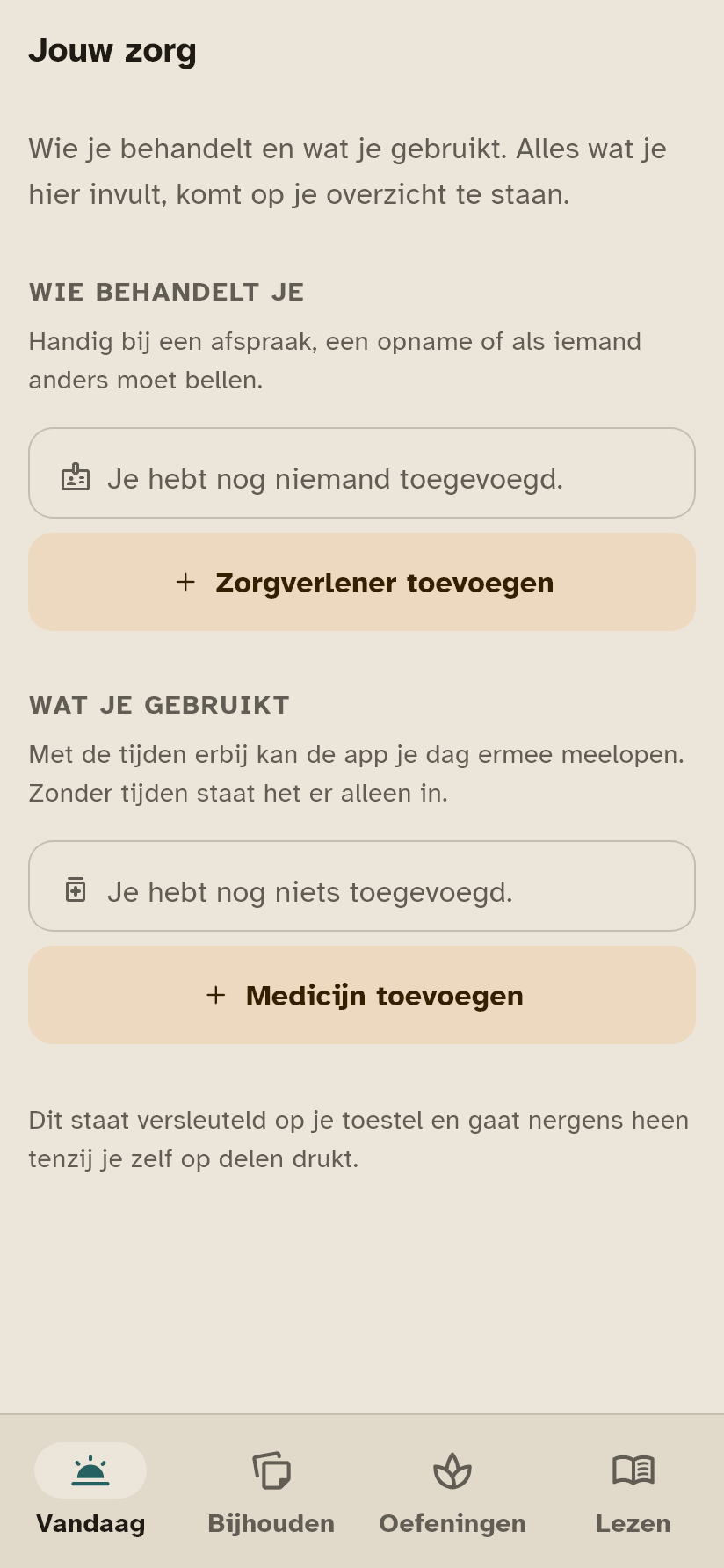 Het scherm Medicatie.