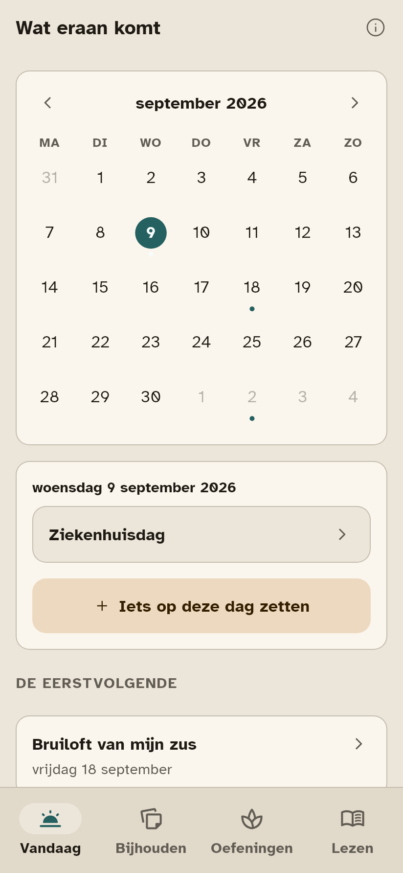 Het scherm Vooruit.
